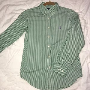 Striped Cotton Dress Shirt - Green and White